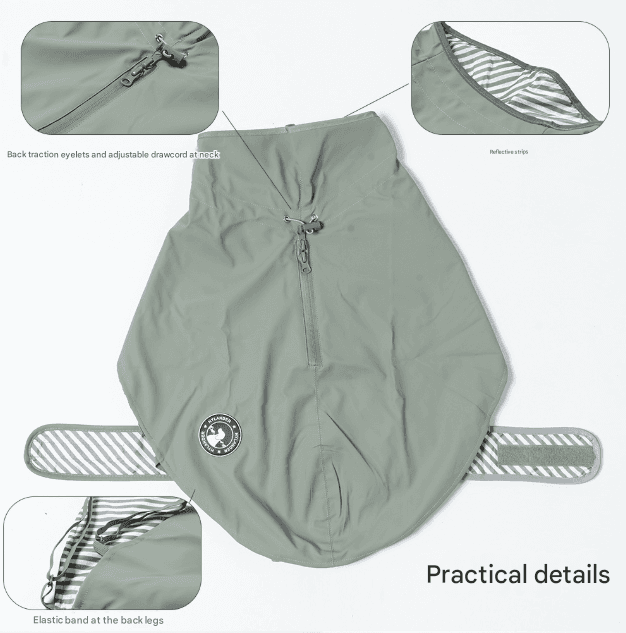 50# Yellow Waterproof Reflective Dog Raincoat for Small to Large Dogs