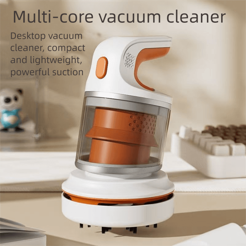 Red Compact Desktop Vacuum Cleaner - Cordless Handheld Dust Remover
