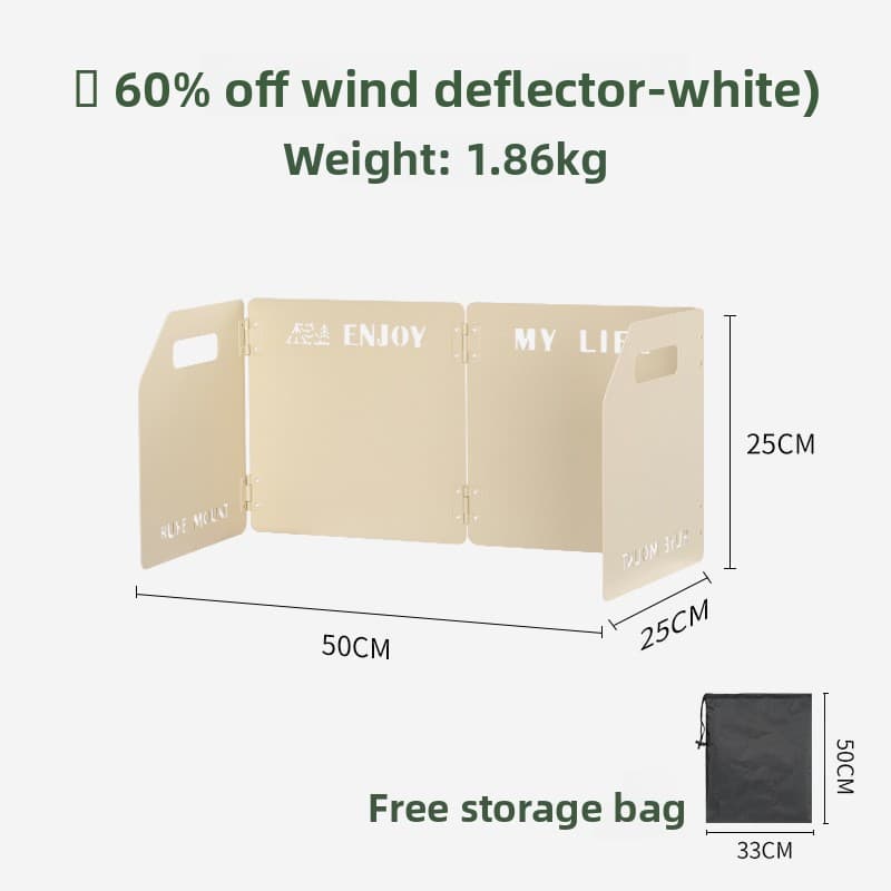White Heavy-Duty 4-Fold Camping Stove Windshield Portable Steel Wind