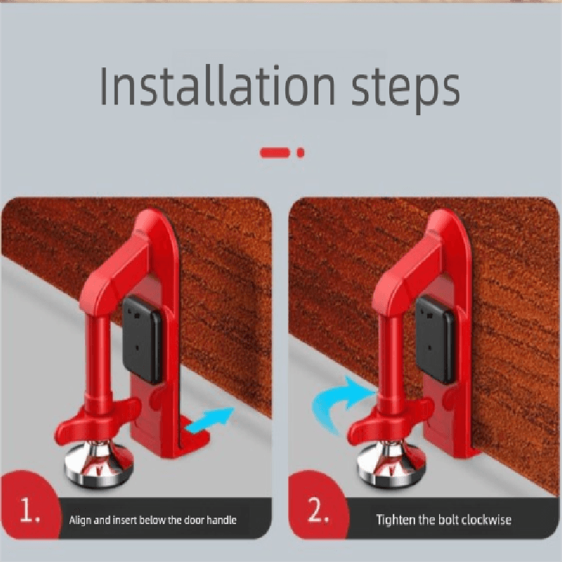 Red Portable Door Stopper Security Lock Heavy-Duty Alloy Construction