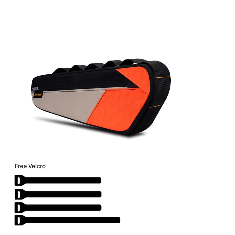 Black and Orange Waterproof Bicycle Frame Bag - 2.5L Slim Top Tube Storage