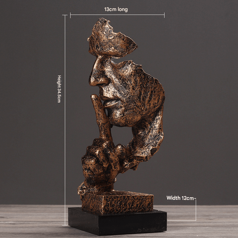 Gold Modern 'Silence is Golden' Abstract Sculpture - Nordic Resin Art Statue