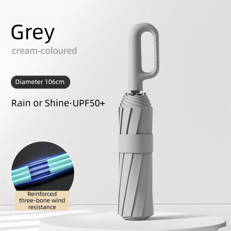 Grey Heavy Duty Fully Automatic Carabiner Umbrella - Size 106 cm