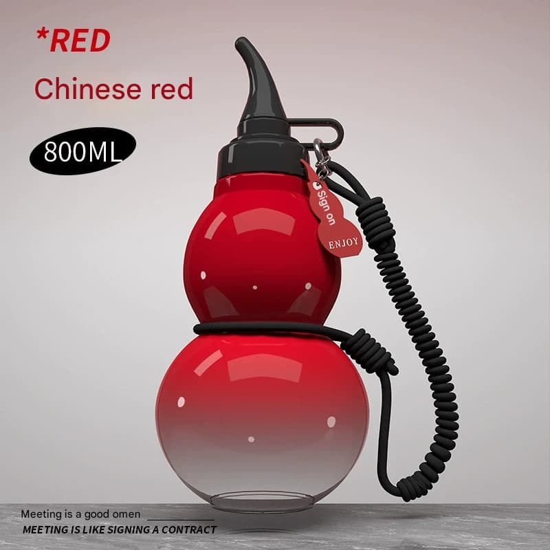 Unique Gourd-Shaped Sports Water Bottle - 800 ml Tritan Material - Red