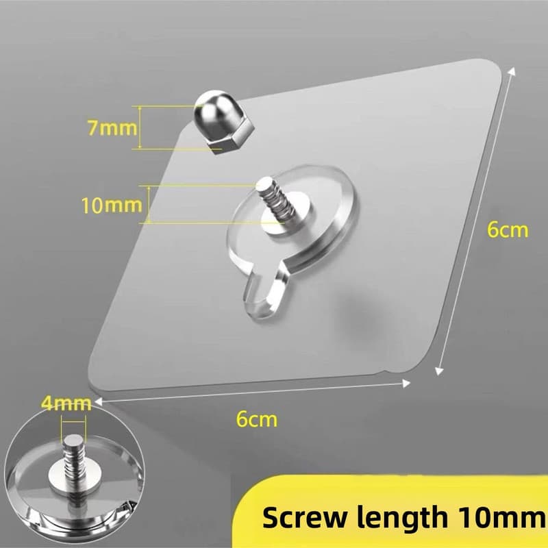 50-PCS Heavy Duty Adhesive Screw Stickers No Drilling Wall Hooks 6 × - 10mm