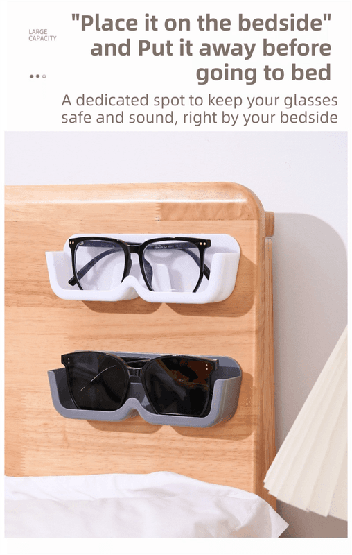 3-Pack Wall-Mounted Glasses Organizer - PET Bedside Bathroom Eyewear - White