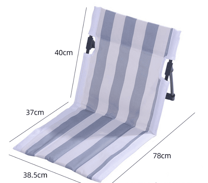 Portable Folding Beach Ground Chair with Back Support Light Blue Striped