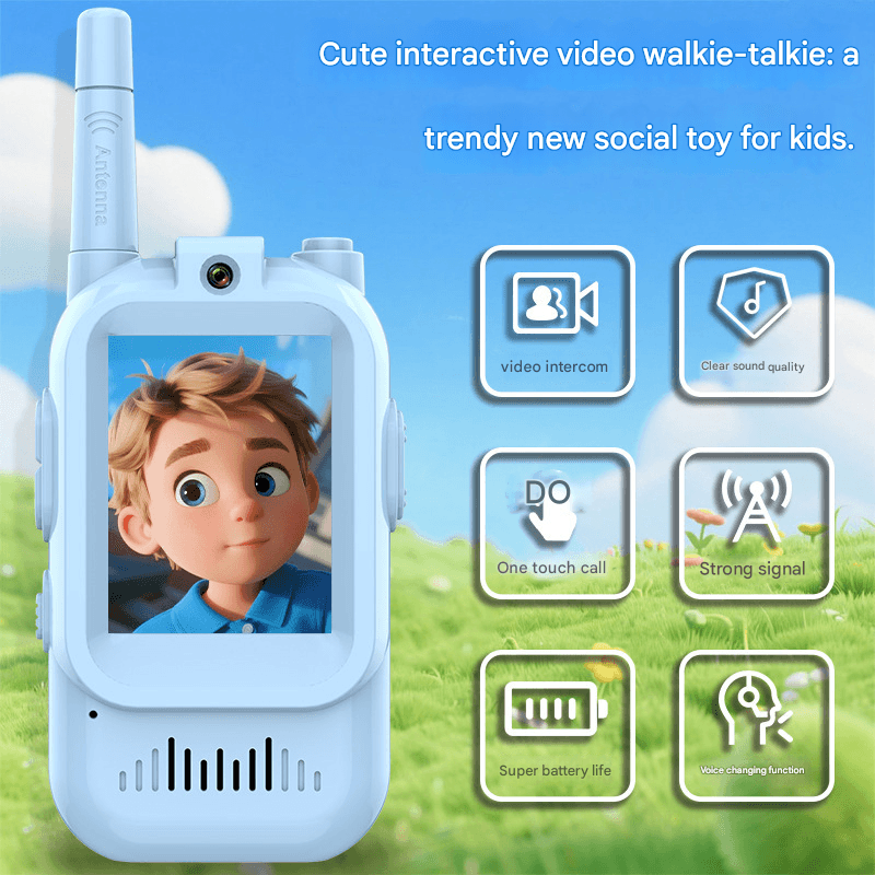 Kids Video Walkie Talkie 2-Pack with 2-inch Screen - Long Range, Clear Sound
