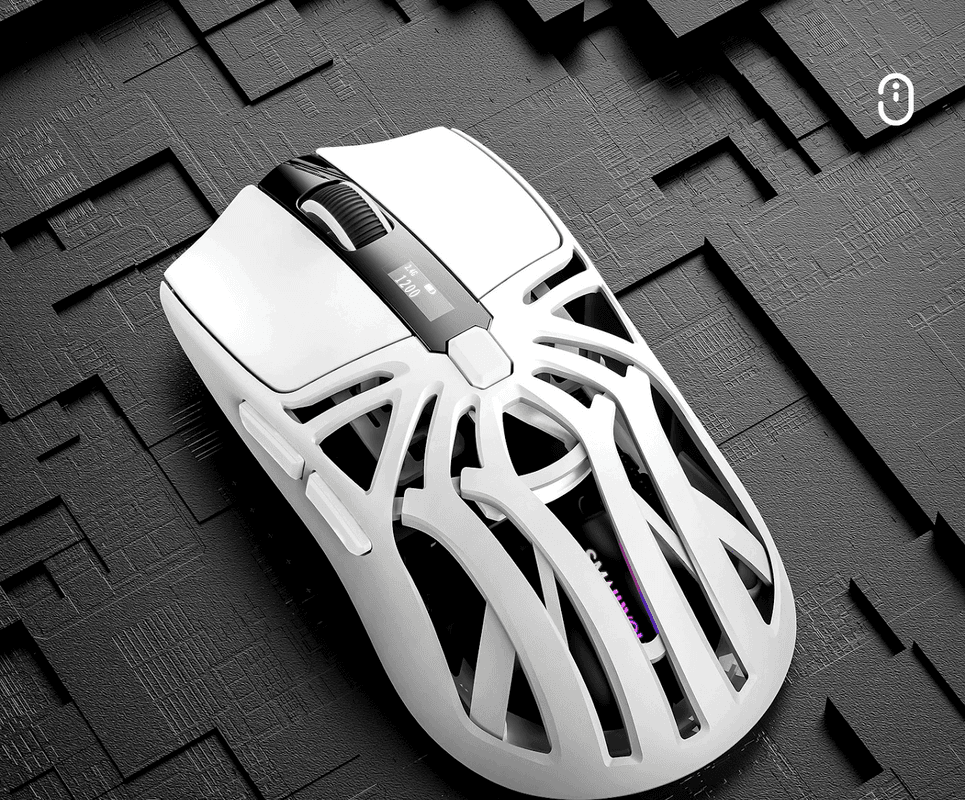 Tri-Mode Wireless Gaming Mouse - 1KHz Polling, 10000 DPI, Digital - White