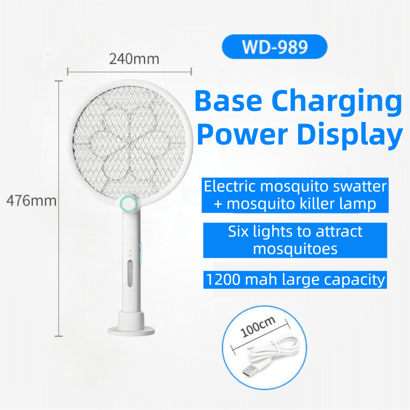 2-in-1 Foldable Electric Mosquito Swatter & UV Light Killer Lamp with 180°