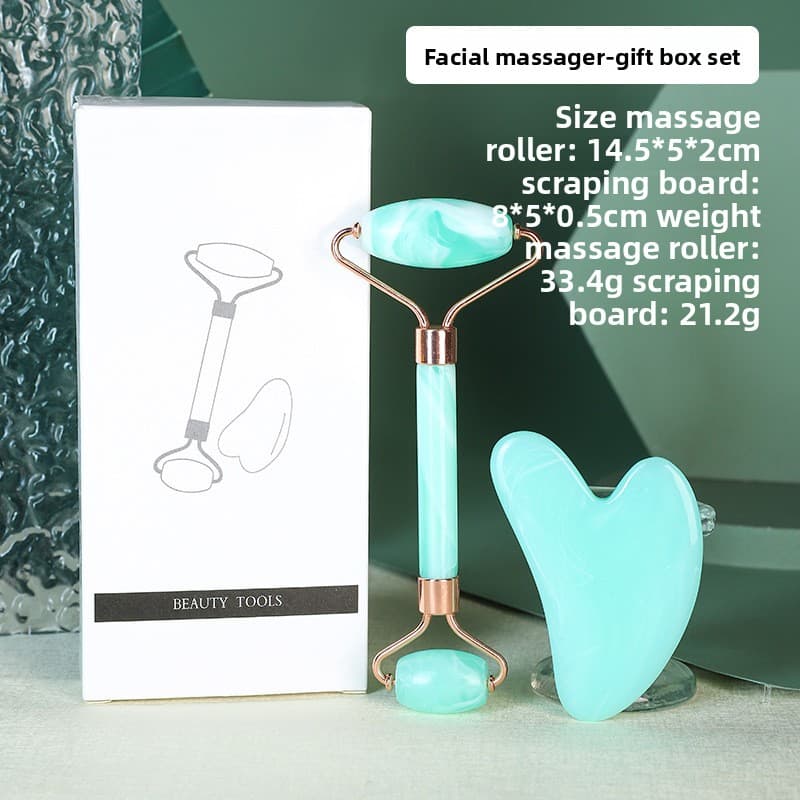 Double Green Dual-Head Resin Facial Roller - Double Green Gua