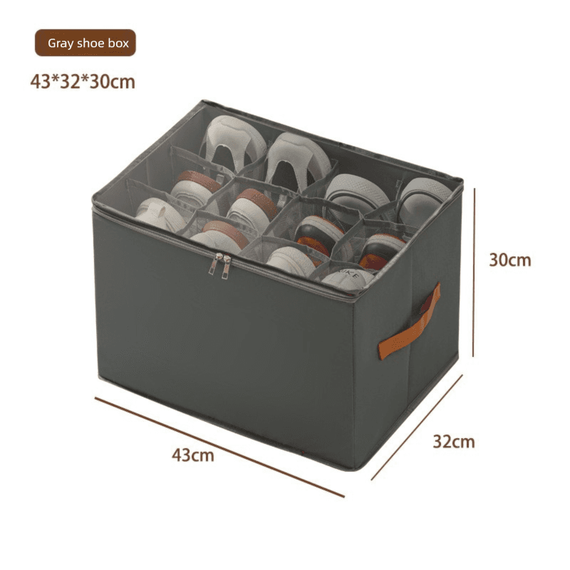 Foldable Shoe Storage Box with Clear Lid 12 Compartment Wardrobe Organiser