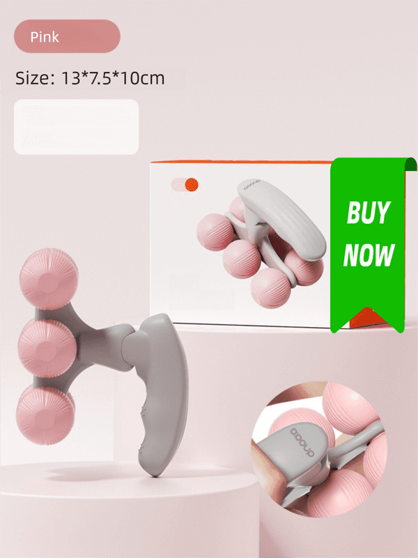 Pink Portable 6-Wheel Massage Roller - Quiet, Compact Muscle Relief Tool