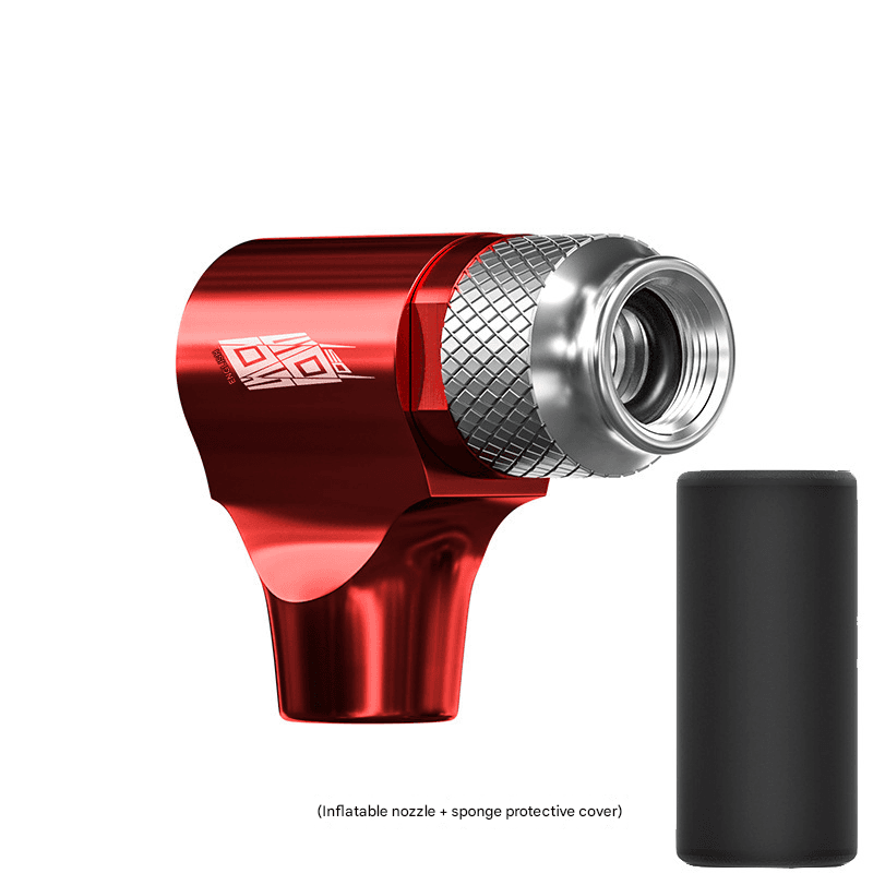 Red Portable CO2 Bike Tire Inflator with Nozzle - Quick Inflation for Road