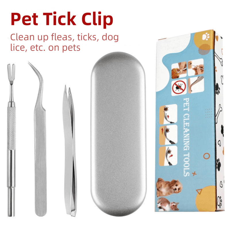 Stainless Steel Pet Tick Remover Tool Kit - Professional Fork, Double-Head