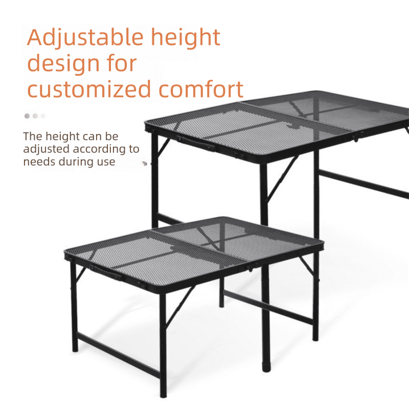 Portable Folding Camping Table 60 × 40 cm - Adjustable Height Heat-Resistant