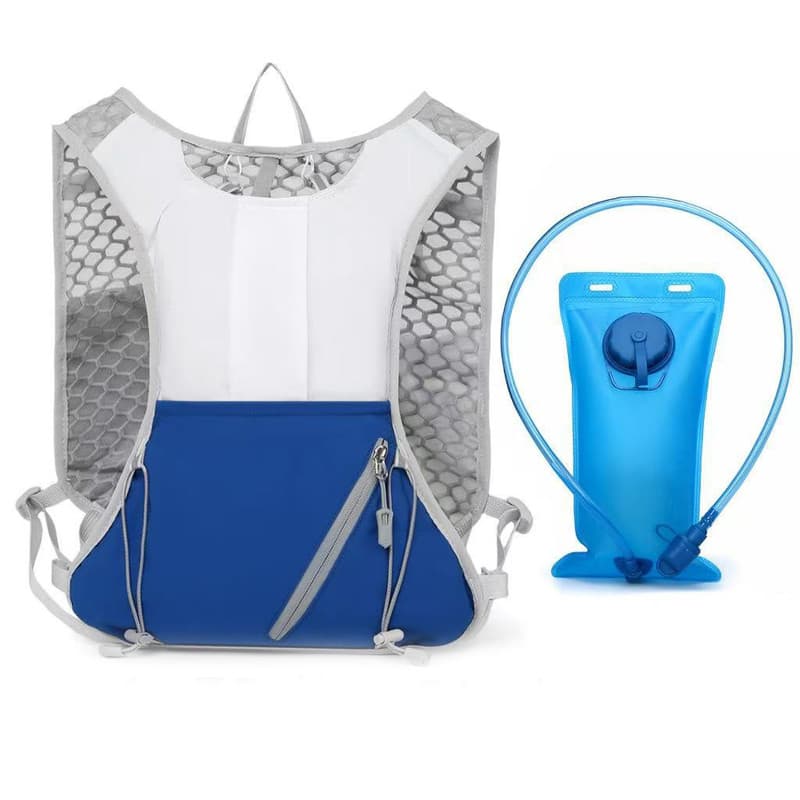White and blue Lightweight Hydration Backpack with 2L Water Bladder