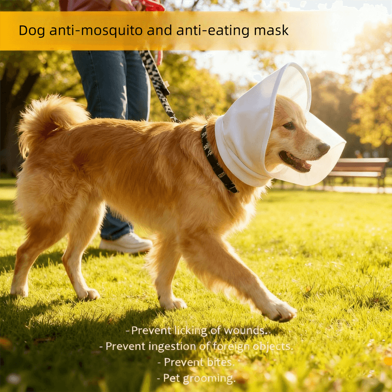 Size S Black Mesh Net Hood for Dogs - Protective Face Cover Against Insects