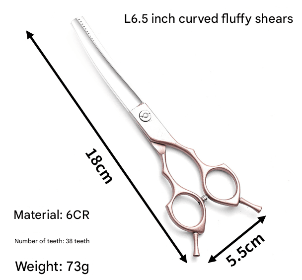 Rose Gold and Silver Professional 6.5 Inch CURVED Pet Grooming Blending