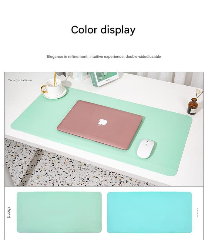 2-Piece Green Extra-Large Leather Table Mat for Study & Work - 60 × 30 cm