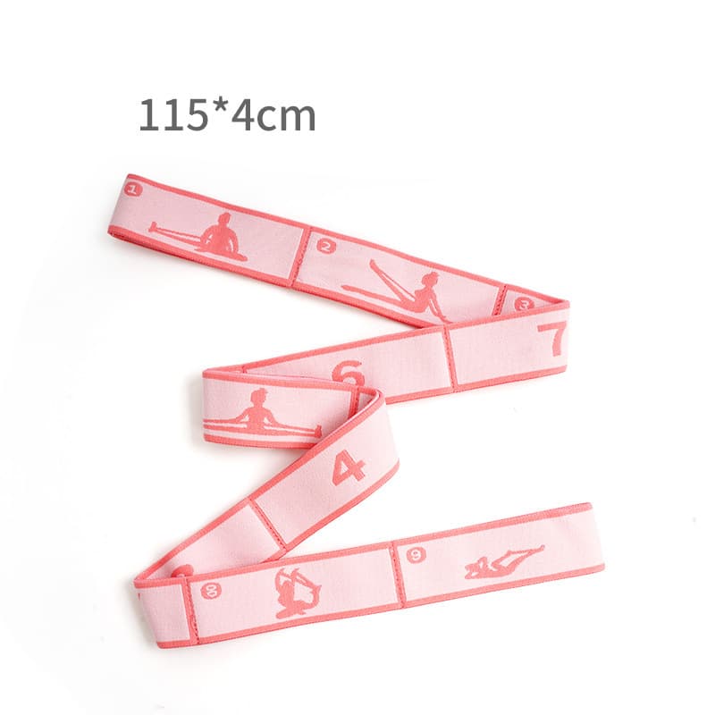 Pink 9-Loop Yoga Stretch Strap - Numbered Band for Flexibility and Physical