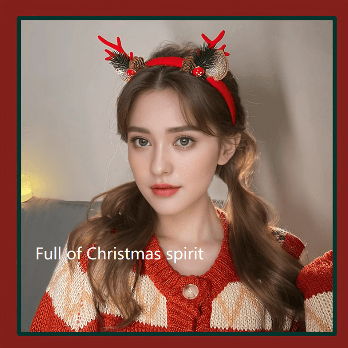 Two-tone Pom-pom Enchanting 5-Piece Christmas Antler Headband Set - Festive