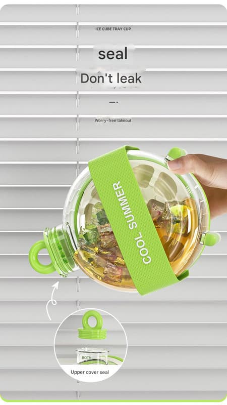 Green Portable Press-Release Ice Cube Maker Bottle - Makes 12 Cubes, Doubles