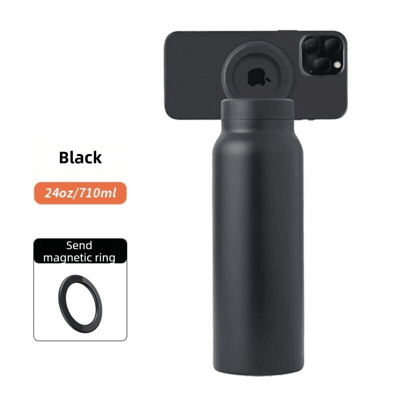 Black 24oz Stainless Steel Insulated Water Bottle With 90° - Black Insulated