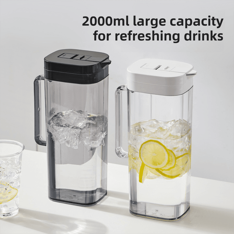 White 2000 ml Leak-Proof Flip-Top Cool Water Pitcher for Refrige Door