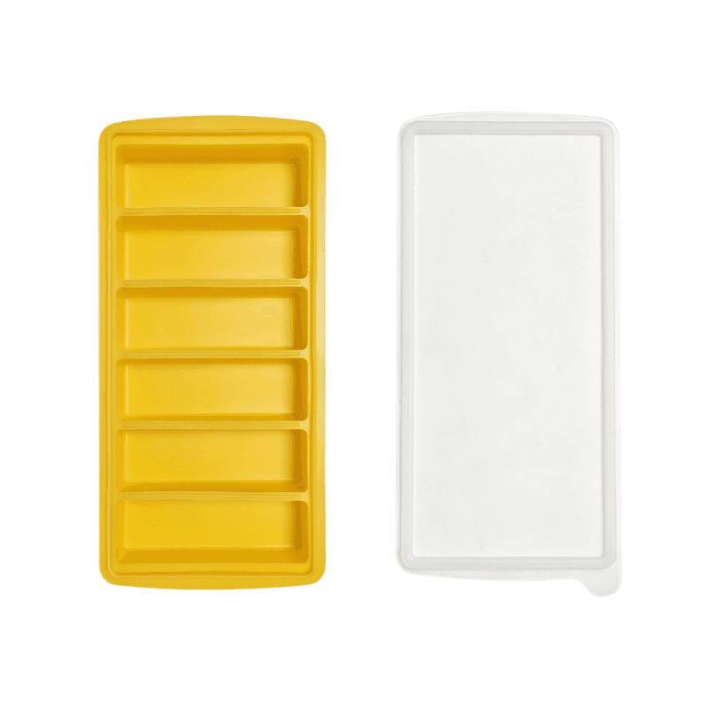 2-Packs Yellow 6-Grid Extra Long Silicone Ice Cube Tray - Easy Release