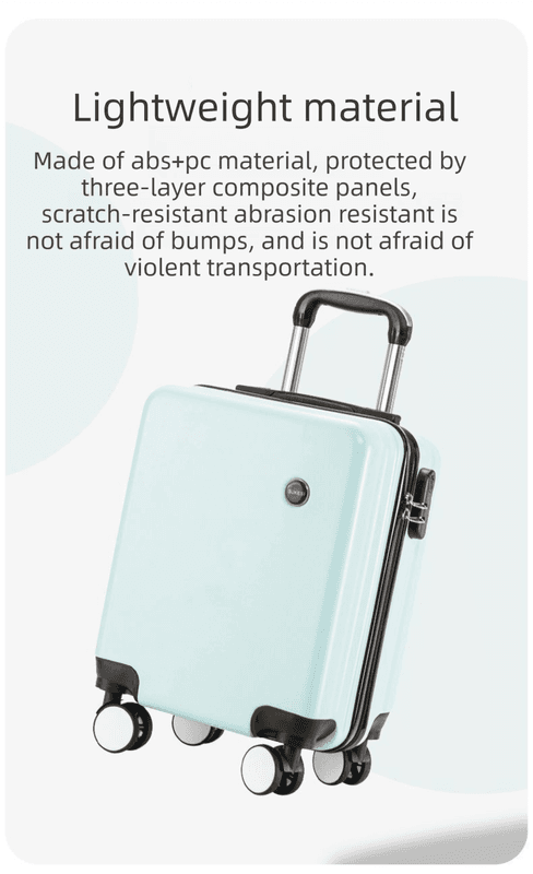 White 14 Inch Lightweight Carry-on Luggage for heights over 1.6m - Underseat