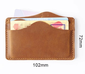 Black Minimalist Slim Crazy Horse Leather Card Holder - Vintage Handcrafted