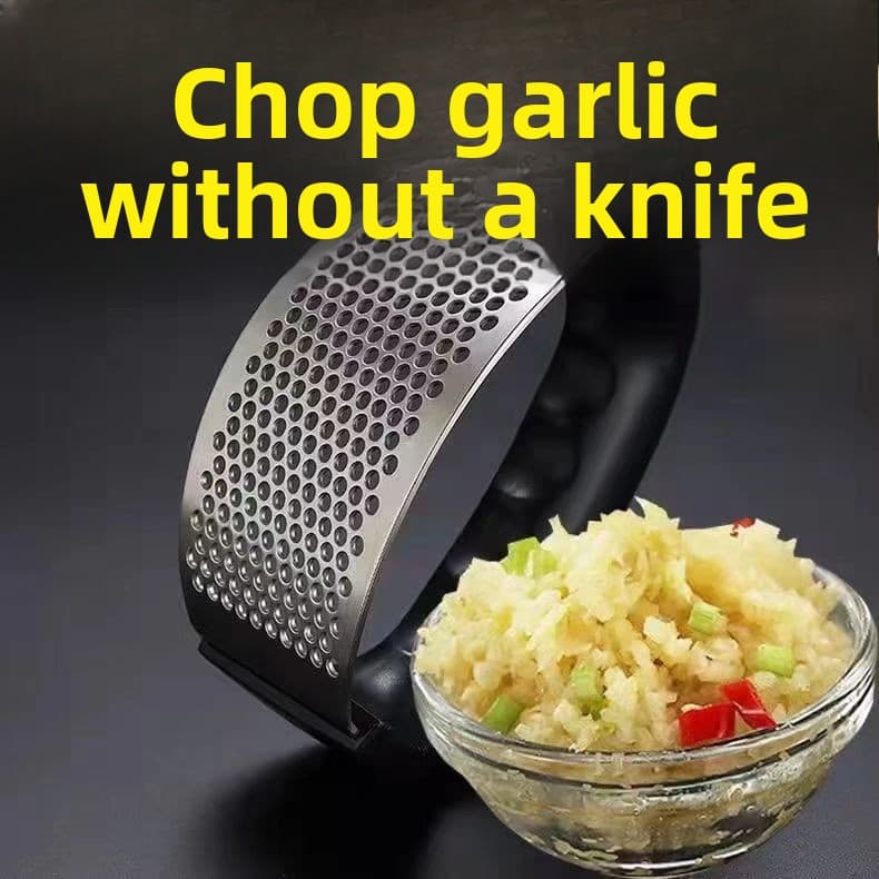 Black Stainless Steel Garlic Press Rocker Ergonomic Garlic Crusher