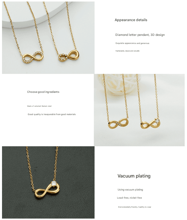 Style 1 Gold Infinity Necklace for Women - Dainty Titanium Steel Pendant