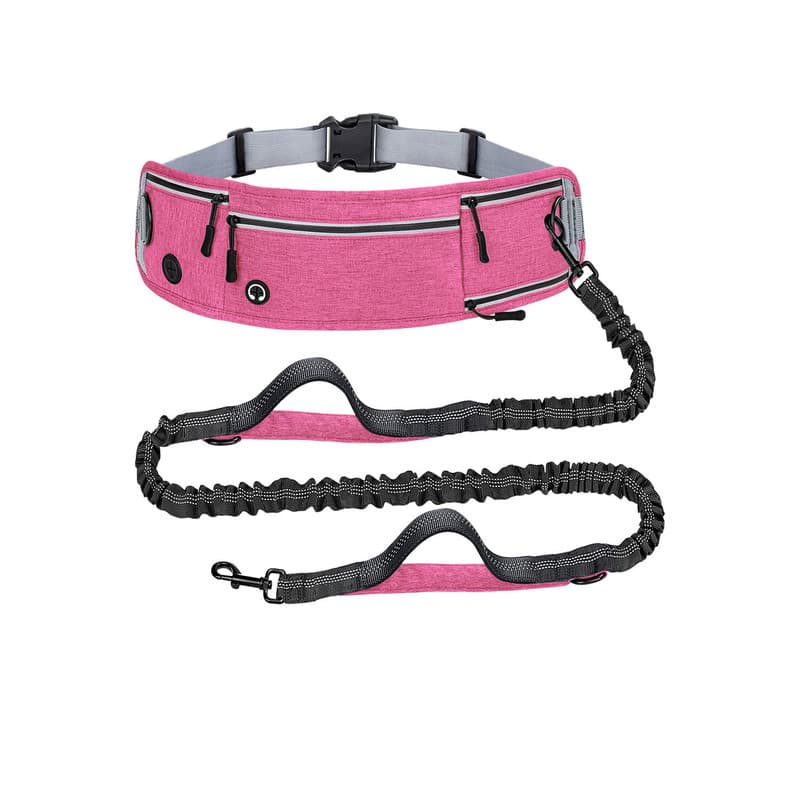 Pink Shock-Absorbing Running & Dog Walking Belt - Integrated Waist Pack