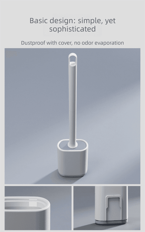 White Wall-Mountable Toilet Brush Set - Soft-Tip 360° Cleaning System