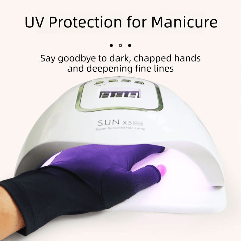 5-Pair Black UV Protection Fingerless Gloves for Nail Art Curing and Cycling