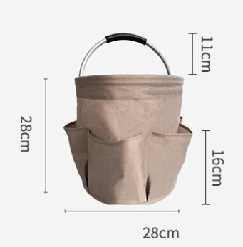 Navy Blue 17L Collapsible Handheld Storage Bucket - Multi-Pocket Portable
