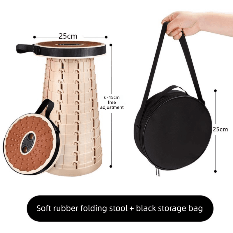 Adjustable Folding Stool - Portable, Height-Regulatable Seat with Carry Bag