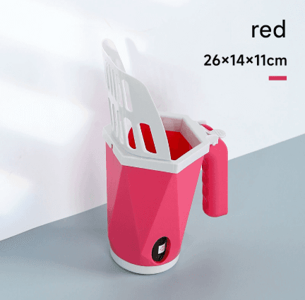 Red 2-in-1 Cat Litter Scoop with Attached Waste Bin Integrated - Red Kit