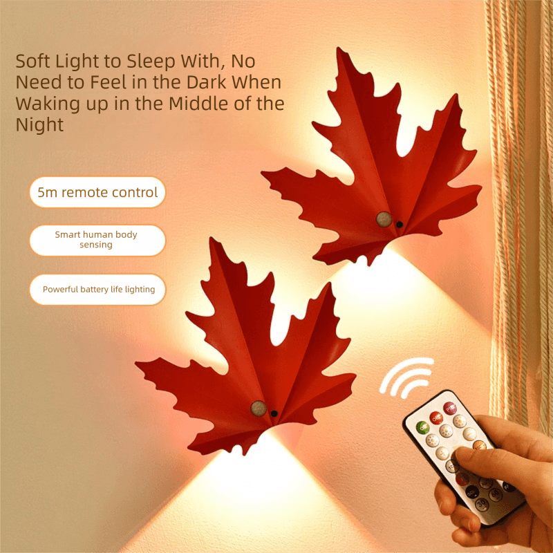 2-Piece Maple Leaf Smart Motion-Sensing LED Night Light - Magnetic