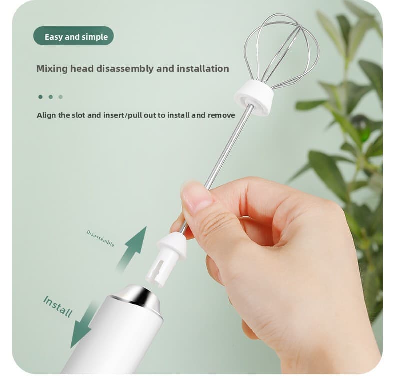 Black Rechargeable Handheld Milk Frother and Electric Whisk Set 3 Speeds