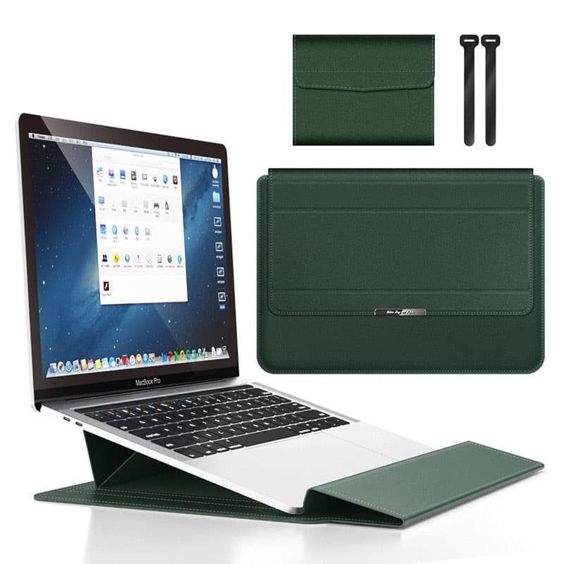 Dark green 3-in-1 Laptop Sleeve with Built-In Stand & Wrist Rest