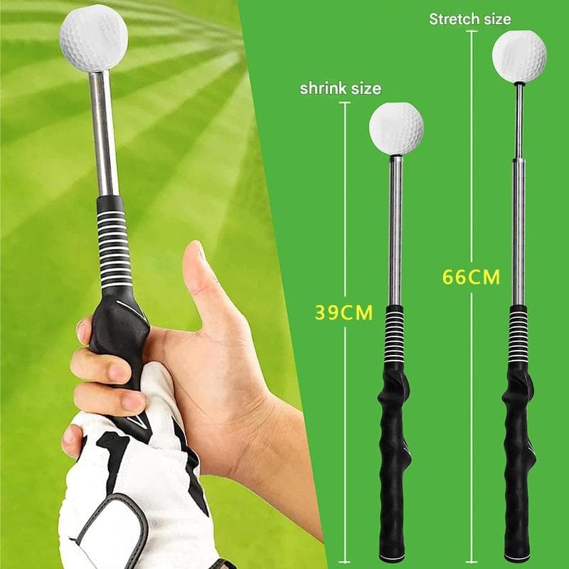 Black Pro Golf Swing Trainer - Extendable with Audible Click & Corrective