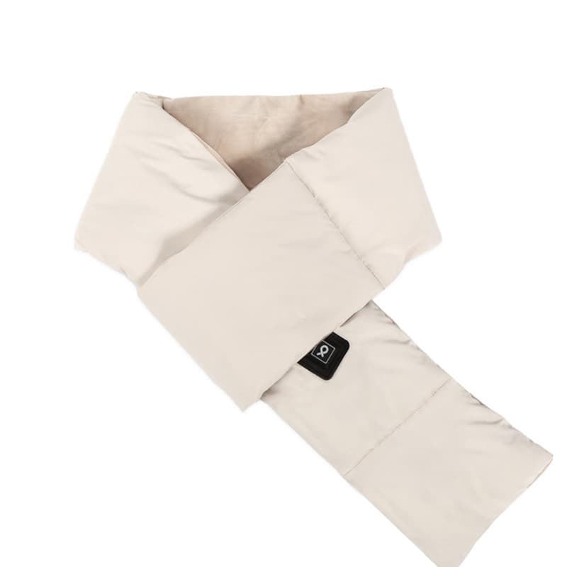 Beige USB Electric Heated Scarf - Portable Puffer Neck Warmer with 3-Level