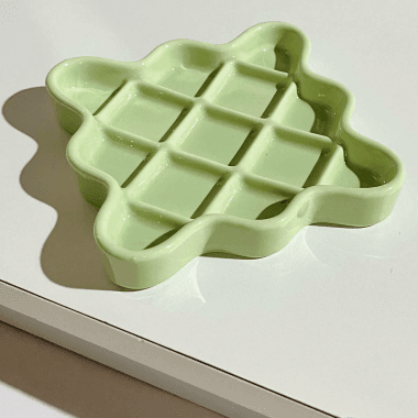 Green Ceramic Slow Feeder Licking Plate for Cats and Dogs - Raised