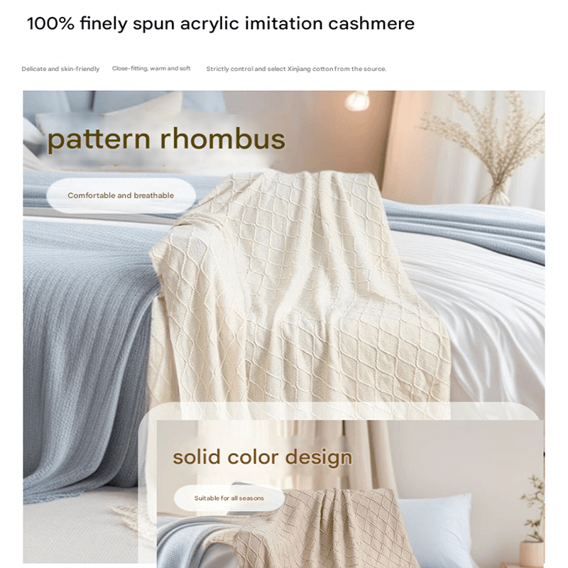 Beige Nordic Minimalist Knit Throw Blanket - 127×180 cm Lightweight, Soft
