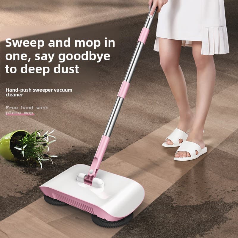 2-in-1 Manual Push Sweeper & Mop with Two Original Clothes - Handheld Floor