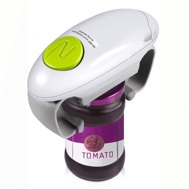 White Upgraded One-Touch Electric Can Opener - Dual-Handle Design, Automatic