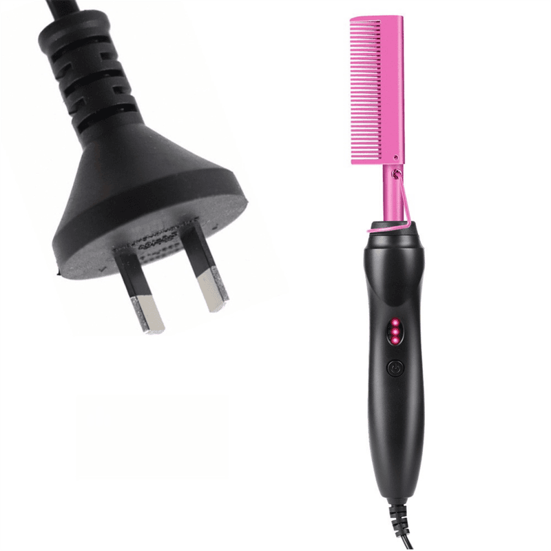 2-in-1 Electric Hot Comb Hair Straightener & Curler Titanium Alloy Heating